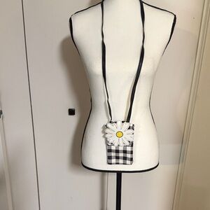 Stylish Black and White Checkered Crossbody Bag/ coin purse or phone case